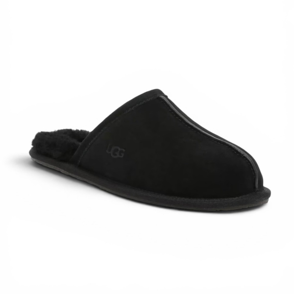 UGG Pearle Plus Women Black Suede Sheepskin Lining Scuff Slippers New MSRP $90
